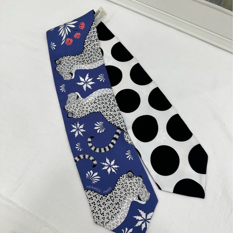 愛馬仕「花豹成雙」Twill up絲巾 全新 尺寸：11*85 全新-0