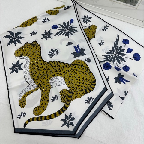 Hermes 愛馬仕絲巾180×30尺寸花豹成雙系列長twilly 全新