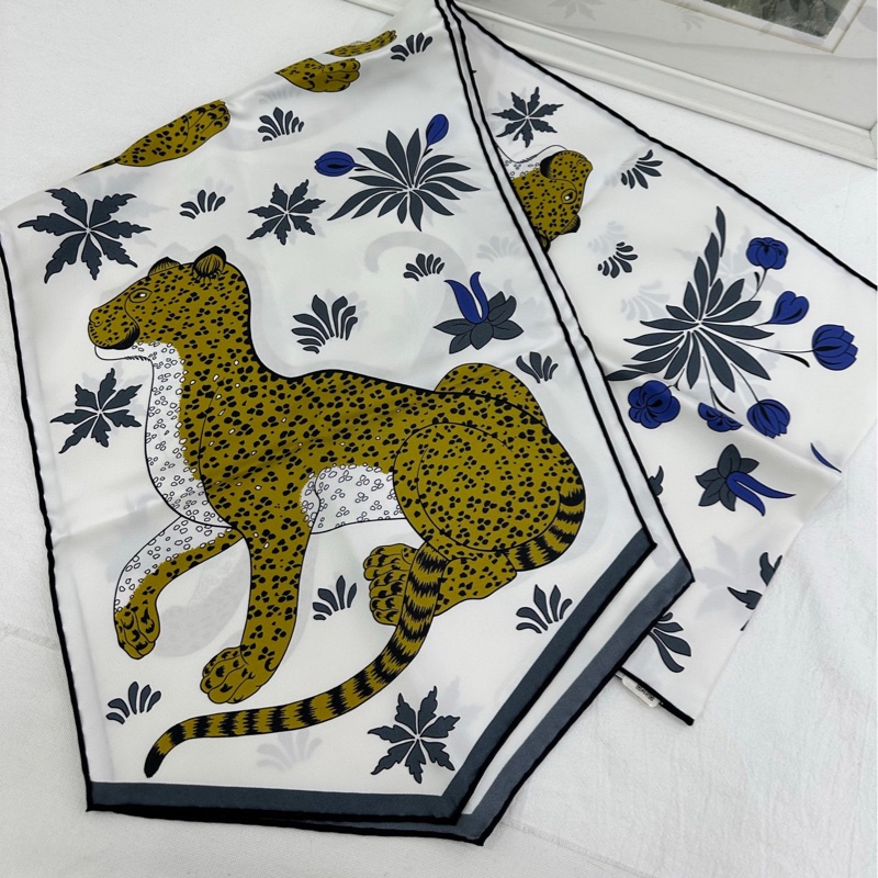 Hermes 愛馬仕絲巾180×30尺寸花豹成雙系列長twilly 全新-0