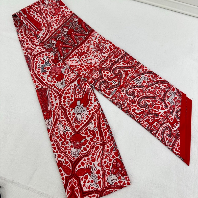 Hermes愛馬仕maxi twilly真絲絲巾綁帶-0