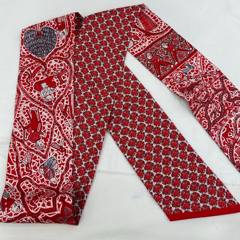 Hermes愛馬仕maxi twilly真絲絲巾綁帶-1