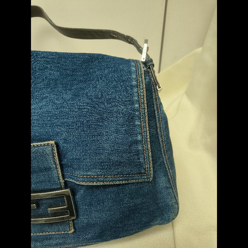 🔥年終狂降🔥【限時降價只到12/31（原22,800）】【8成新】㊣✨ FENDI✨芬迪 藍色 牛仔 掀蓋式 釘釦 法棍包 牛仔包 腋下包 肩背包/二手包/二手精品/保證正品🌳二手樹屋🌳-8