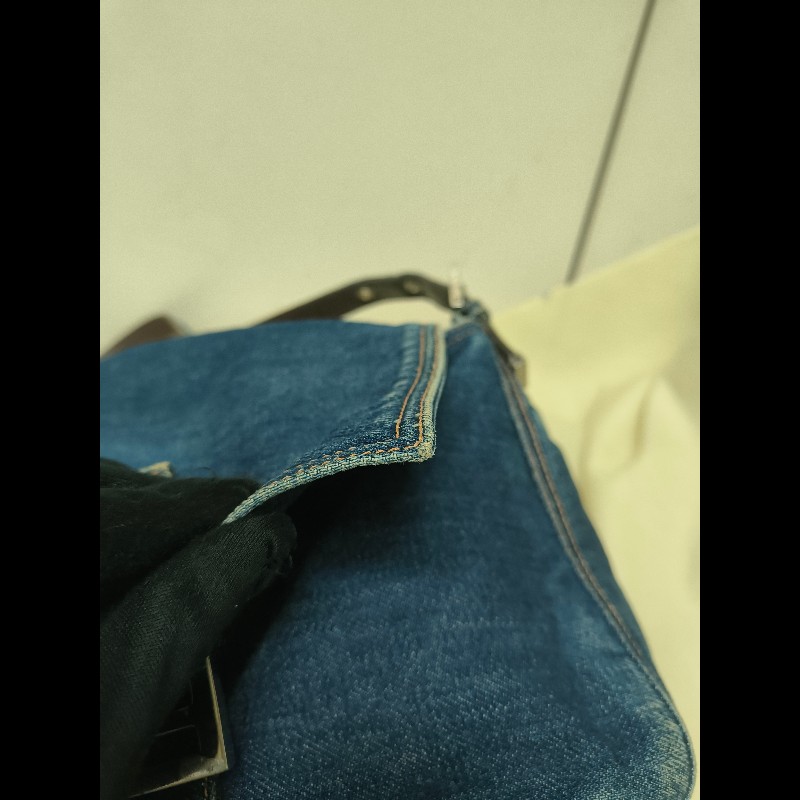 🔥年終狂降🔥【限時降價只到12/31（原22,800）】【8成新】㊣✨ FENDI✨芬迪 藍色 牛仔 掀蓋式 釘釦 法棍包 牛仔包 腋下包 肩背包/二手包/二手精品/保證正品🌳二手樹屋🌳-10