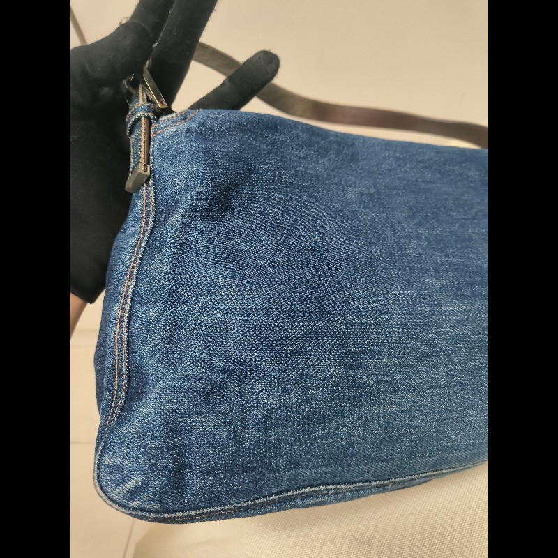 🔥年終狂降🔥【限時降價只到12/31（原22,800）】【8成新】㊣✨ FENDI✨芬迪 藍色 牛仔 掀蓋式 釘釦 法棍包 牛仔包 腋下包 肩背包/二手包/二手精品/保證正品🌳二手樹屋🌳-18