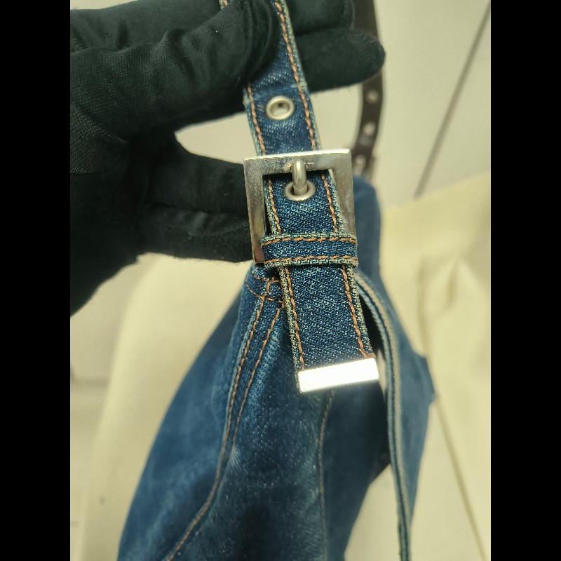 🔥年終狂降🔥【限時降價只到12/31（原22,800）】【8成新】㊣✨ FENDI✨芬迪 藍色 牛仔 掀蓋式 釘釦 法棍包 牛仔包 腋下包 肩背包/二手包/二手精品/保證正品🌳二手樹屋🌳-21