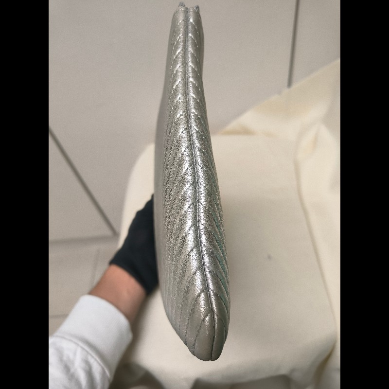 🔥年終狂降🔥【限時降價只到12/31(原18,800)】【8成新】㊣✨CHANEL✨(附防塵袋)香奈兒 小香 老香 銀色 羊皮 人字紋 雷標 保卡 手拿包/二手包/二手精品🌳二手樹屋🌳-5