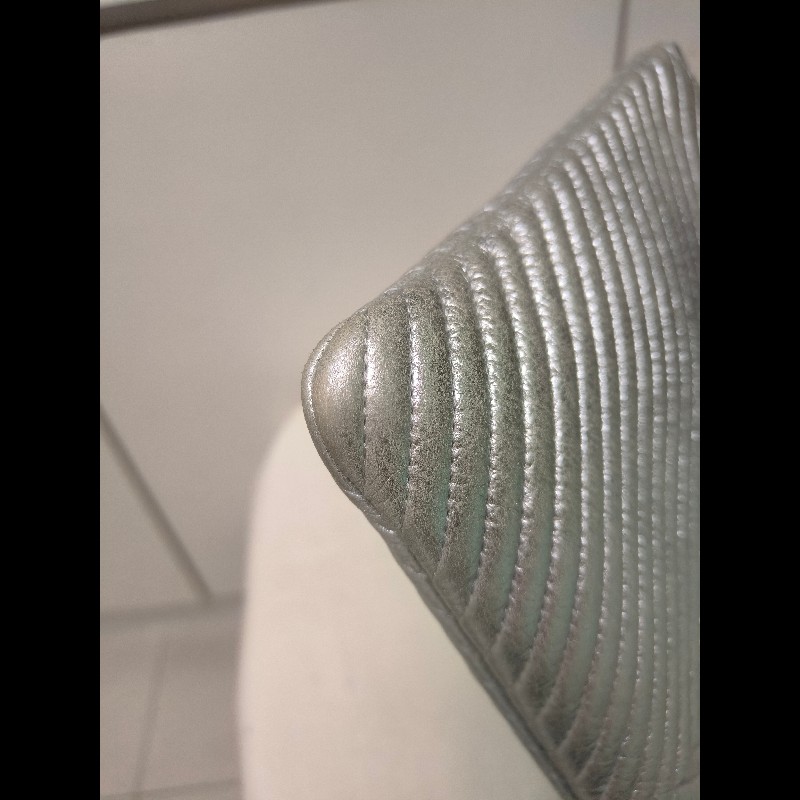 🔥年終狂降🔥【限時降價只到12/31(原18,800)】【8成新】㊣✨CHANEL✨(附防塵袋)香奈兒 小香 老香 銀色 羊皮 人字紋 雷標 保卡 手拿包/二手包/二手精品🌳二手樹屋🌳-8