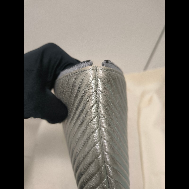 🔥年終狂降🔥【限時降價只到12/31(原18,800)】【8成新】㊣✨CHANEL✨(附防塵袋)香奈兒 小香 老香 銀色 羊皮 人字紋 雷標 保卡 手拿包/二手包/二手精品🌳二手樹屋🌳-20