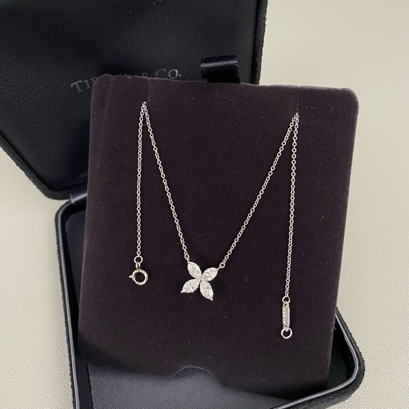 ✨Tiffany Victoria 白金鑽石四葉草項鍊 大號 專櫃50w-3