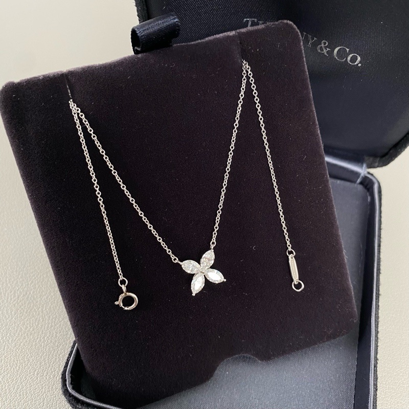 ✨Tiffany Victoria 白金鑽石四葉草項鍊 大號 專櫃50w-4