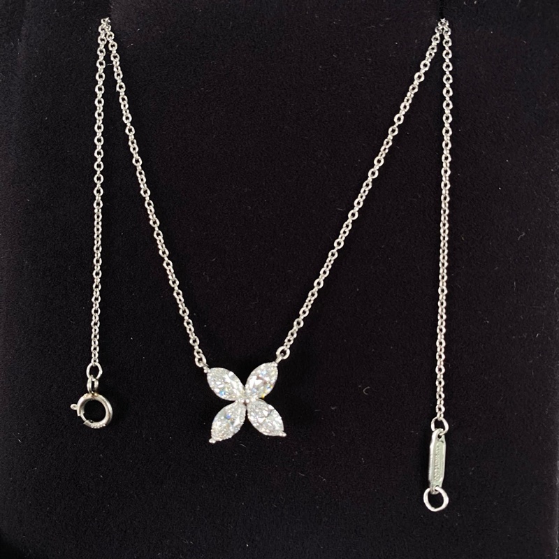 ✨Tiffany Victoria 白金鑽石四葉草項鍊 大號 專櫃50w-5