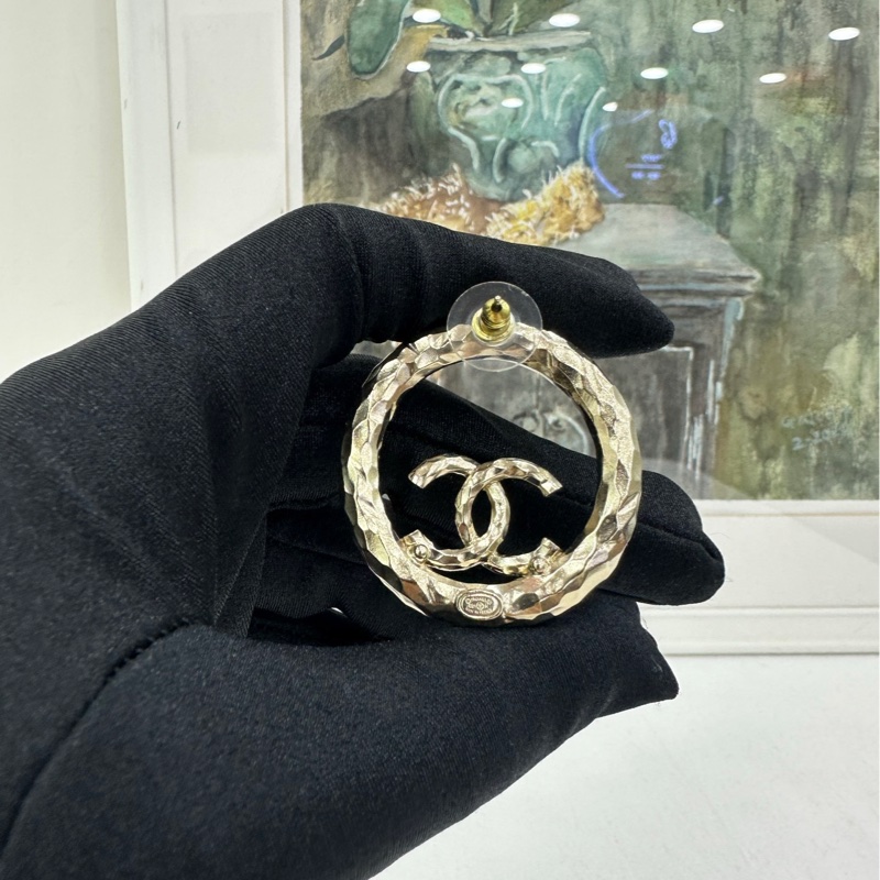 Chanel圓形滿水鑽雙C大logo 大耳環/耳環～-8