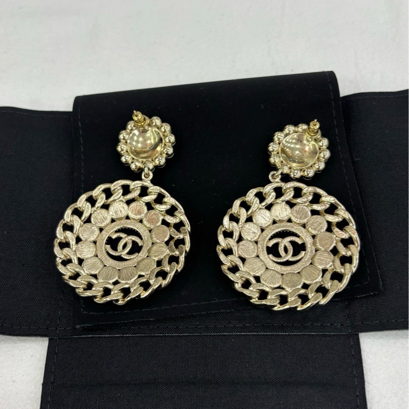 Chanel 香奈兒重工款耳環耳環大珍珠搭配水鑽設計 大氣-3