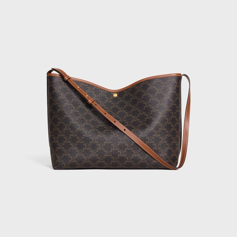 標誌印花及牛皮革柔軟購物袋-0