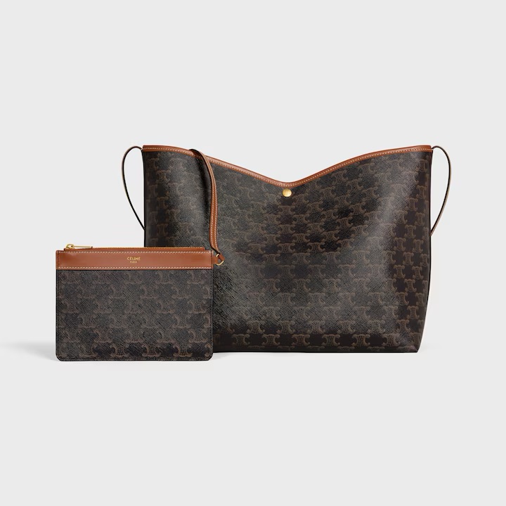 標誌印花及牛皮革柔軟購物袋-1