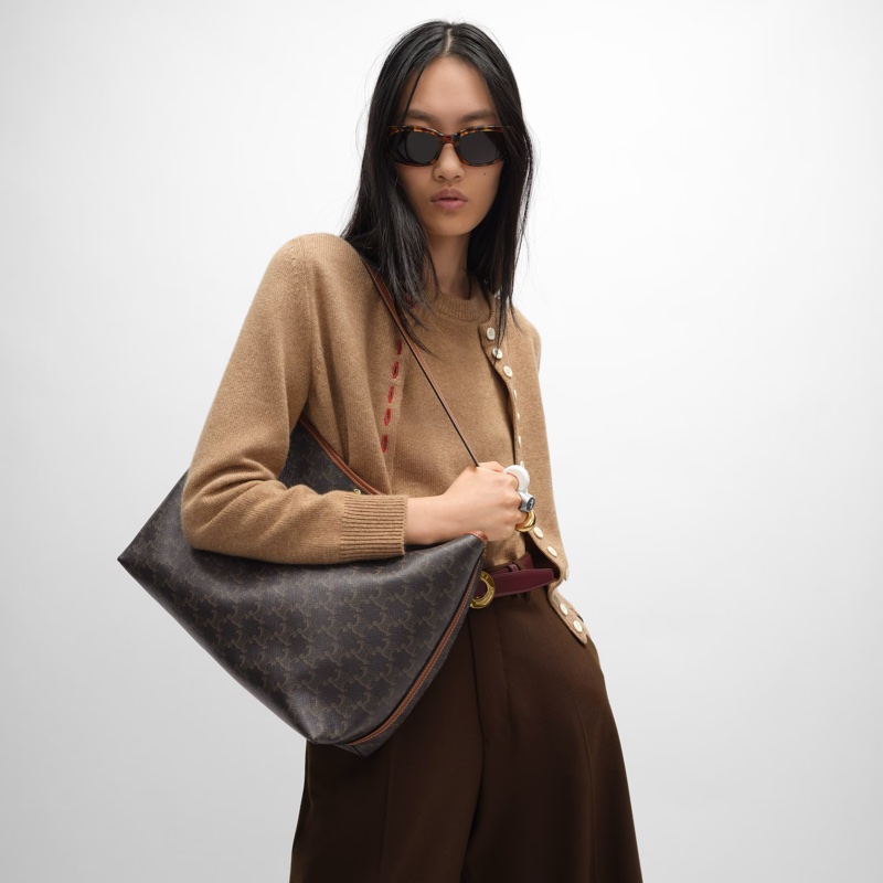 標誌印花及牛皮革柔軟購物袋-3