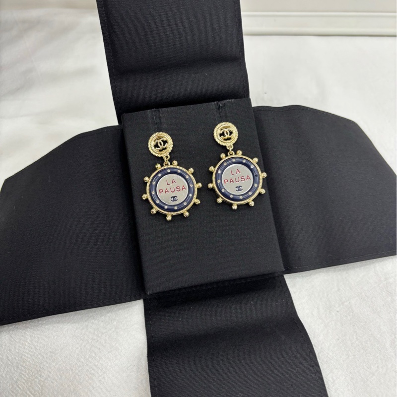 Chanel香奈兒LA PAUSA船舵耳環耳釘 有一隻少了一顆鑽-4