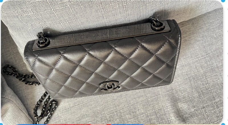 CHANEL WOC高質感小羊皮三用鏈帶包（黑/黑鍊）-7