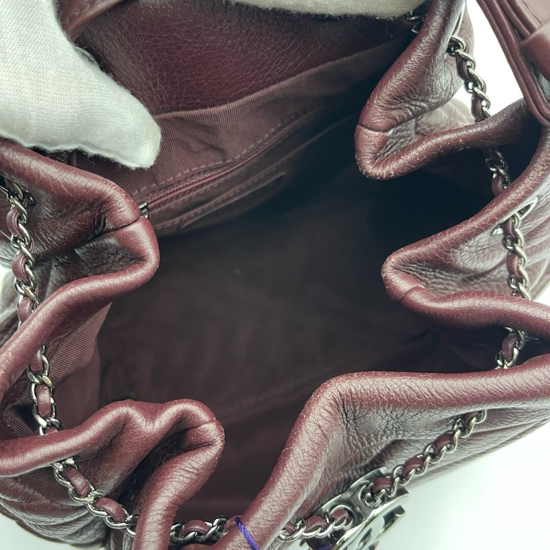 CHANEL香奈儿酒红色水桶包-5