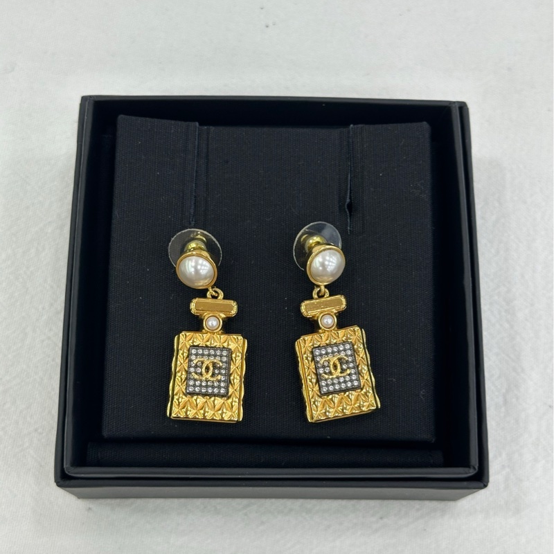 Chanel/香奈兒 5號香水瓶水鑽耳環耳釘 難買的款-1