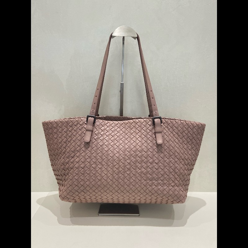 BV全皮編織豆沙粉肩背包-2