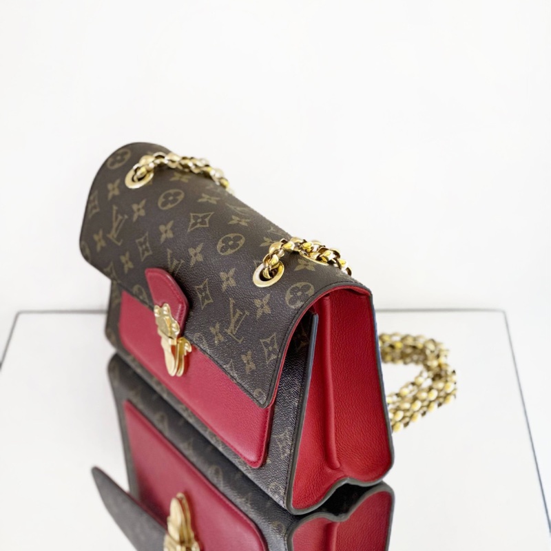 【98新】LV/路易威登 Victoire 維多利亞 老花拼紅鏈條包-1