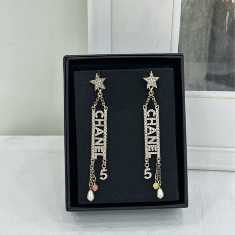 Chanel香奈兒 22s香檳金長星星耳環 流蘇耳環