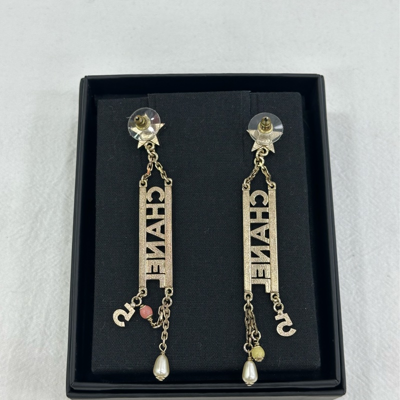 Chanel香奈兒 22s香檳金長星星耳環 流蘇耳環-2