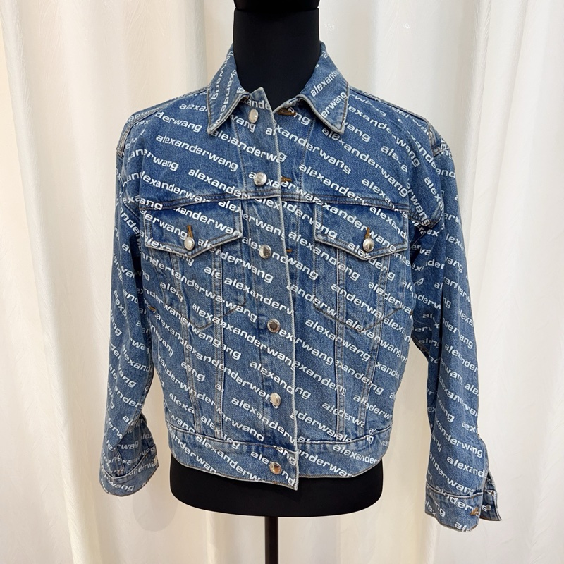 97新 亞歷山大王 滿印牛仔外套 S碼-0