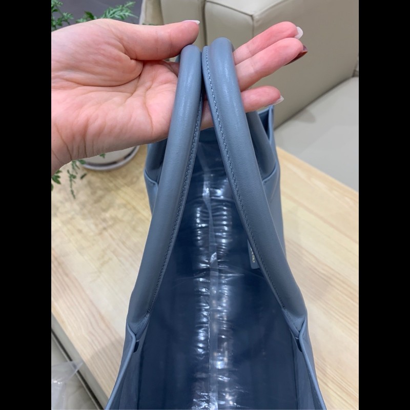 新到🖤Dior字母logo全皮小號book tote托特包 霧霾藍-10