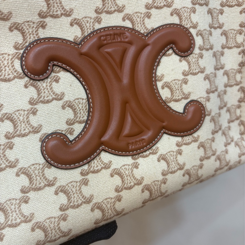Celine 大logo帆布拼皮革手提肩背包-1