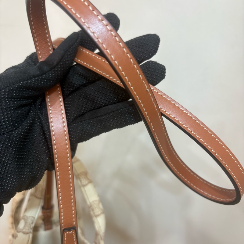 Celine 大logo帆布拼皮革手提肩背包-7