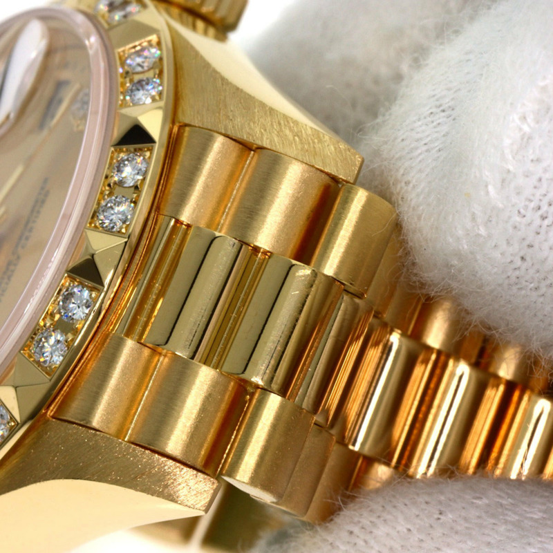 Rolex 69258G Datejust 錶圈鑲嵌 10 顆鑽石，18K 黃金/18KYG/鑽石女士腕錶-17