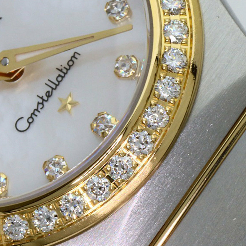 歐米茄 123.25.24.60.55.003 星座系列迷你磨砂鑲鑽腕錶，精鋼/18K黃金錶殼，鑲鑽，女款-22