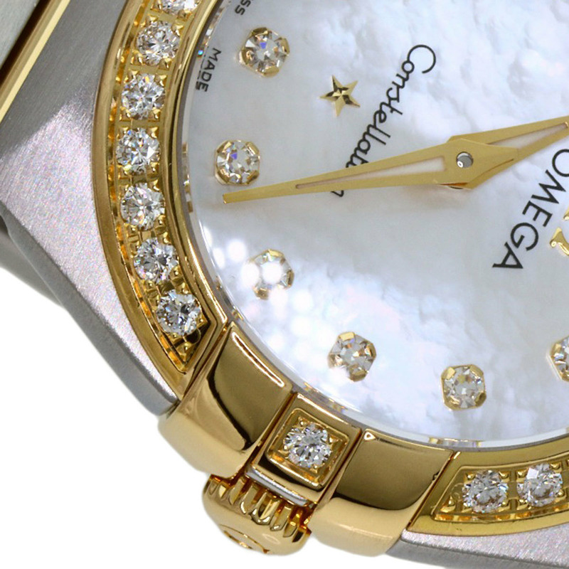 歐米茄 123.25.24.60.55.003 星座系列迷你磨砂鑲鑽腕錶，精鋼/18K黃金錶殼，鑲鑽，女款-24