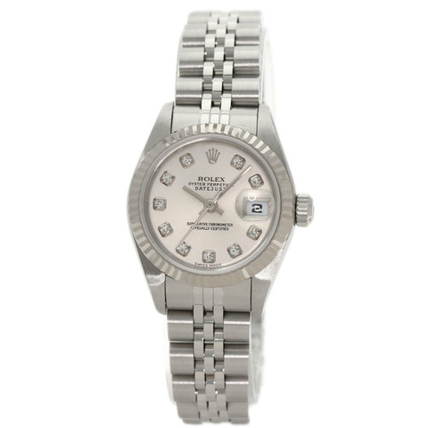 勞力士 79174 Datejust 10P 鑲鑽腕錶 不鏽鋼/SS/18K 白金 女士 ROLEX