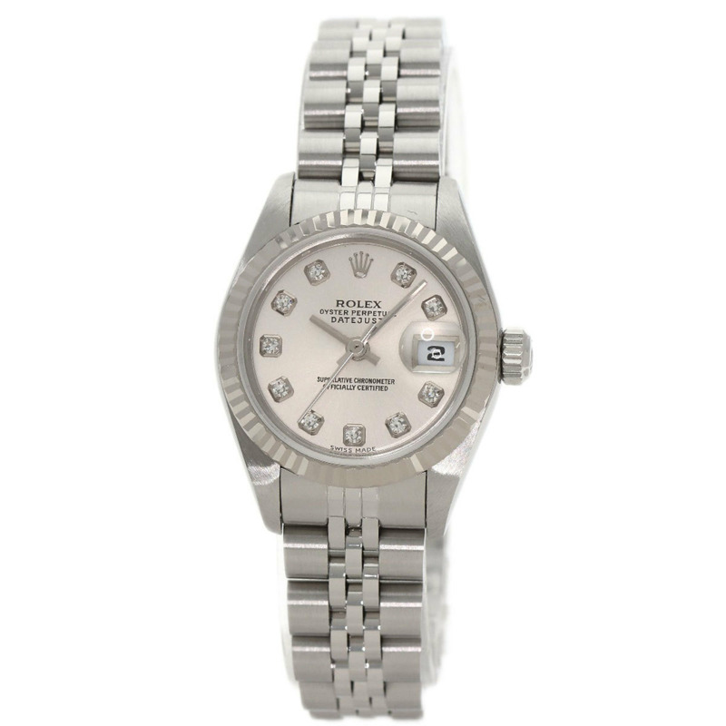 勞力士 79174 Datejust 10P 鑲鑽腕錶 不鏽鋼/SS/18K 白金 女士 ROLEX-0