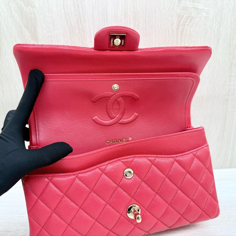 CHANE紅色荔枝牛皮金釦coco25 A01112-11