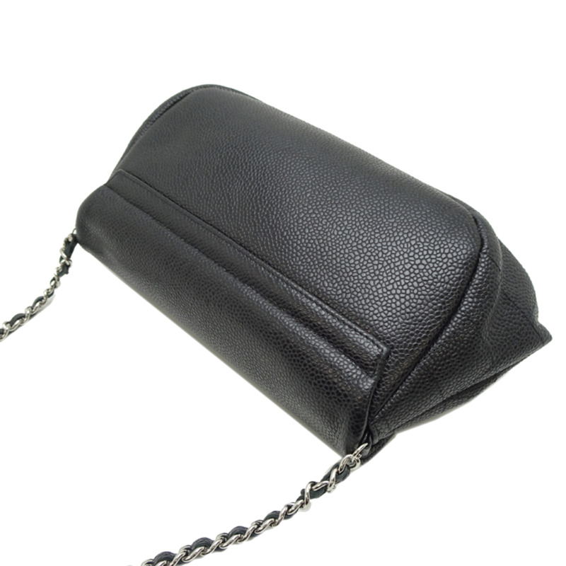 香奈兒半月形鏈條皮夾女士單肩包 A40033 黑色魚子醬皮革-3
