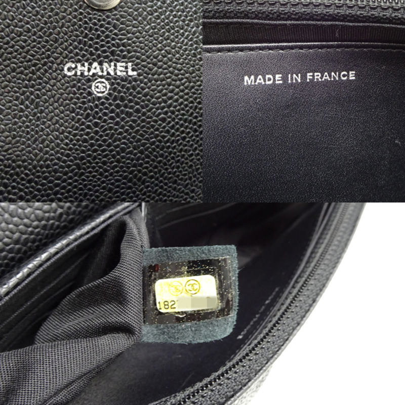 香奈兒半月形鏈條皮夾女士單肩包 A40033 黑色魚子醬皮革-6