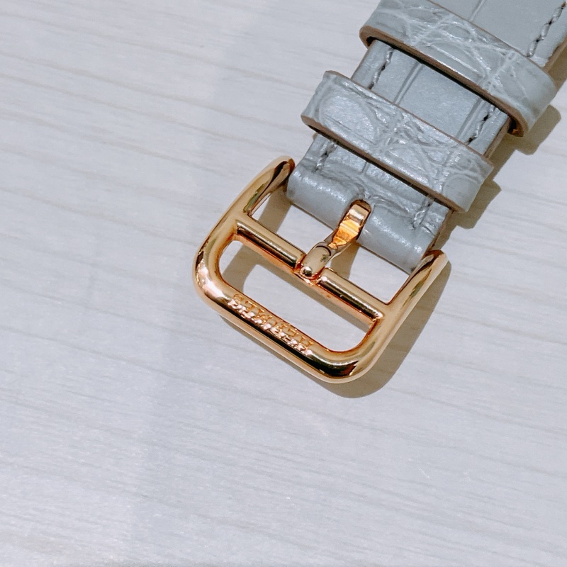 TK1905 HERMES 愛馬仕小號經典H字貝母面連鑽石鱷魚皮帶石英錶HEURE H 21MM WATCH 11 DIAMONDS 0.027CT ALLIGATOR GRIS PERLE X RGHW-20