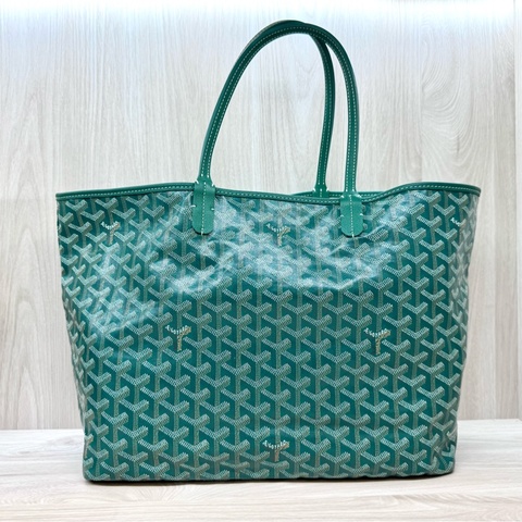 Goyard綠色牛皮飾邊Saint Louis PM托特包