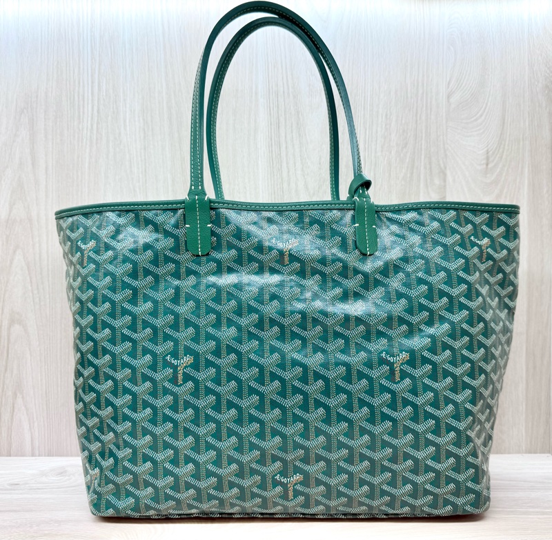 Goyard綠色牛皮飾邊Saint Louis PM托特包-1