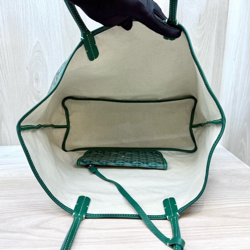 Goyard綠色牛皮飾邊Saint Louis PM托特包-5