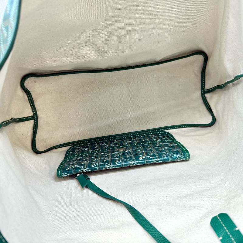 Goyard綠色牛皮飾邊Saint Louis PM托特包-6