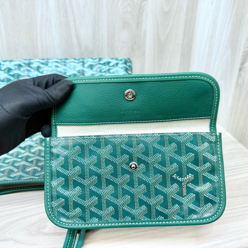 Goyard綠色牛皮飾邊Saint Louis PM托特包-8