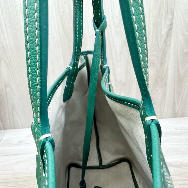 Goyard綠色牛皮飾邊Saint Louis PM托特包-12