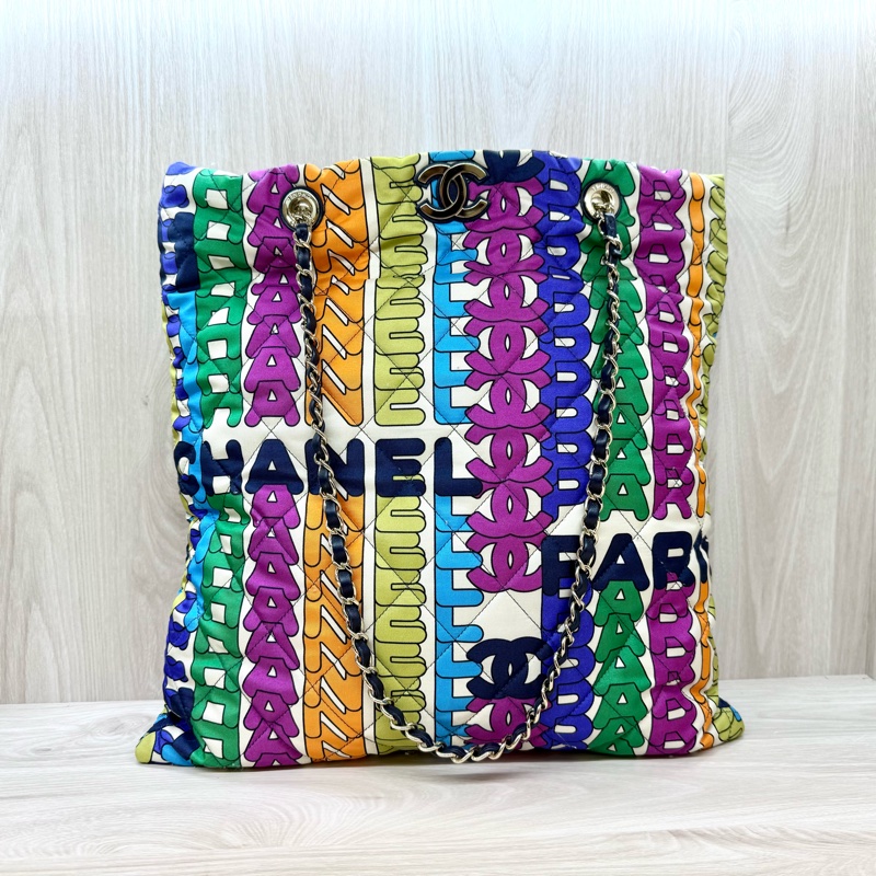 Chanel彩色尼龍金釦雙耳托特包AS2896-0