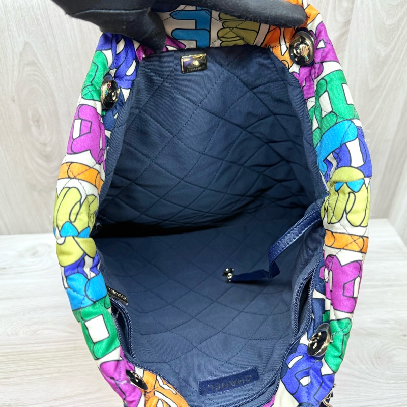 Chanel彩色尼龍金釦雙耳托特包AS2896-9