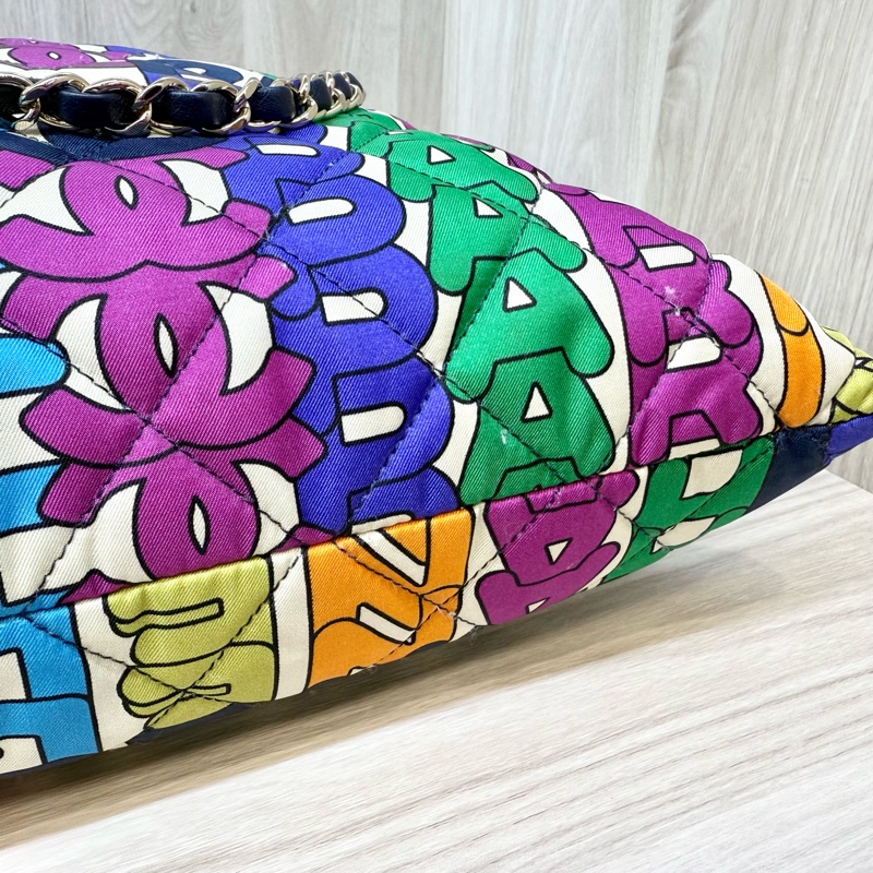 Chanel彩色尼龍金釦雙耳托特包AS2896-12